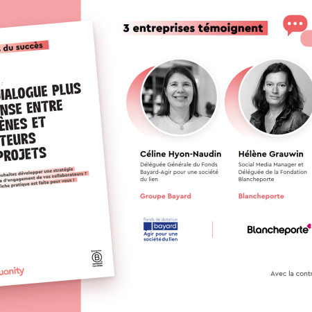 Couverture de la fiche pratique Equanity sur le dialogue entre mécènes et porteurs de projets, sir le mécénat d'entreprise avec les témoignages du Groupe Bayard, de Blancheporte et du Groupe EDF